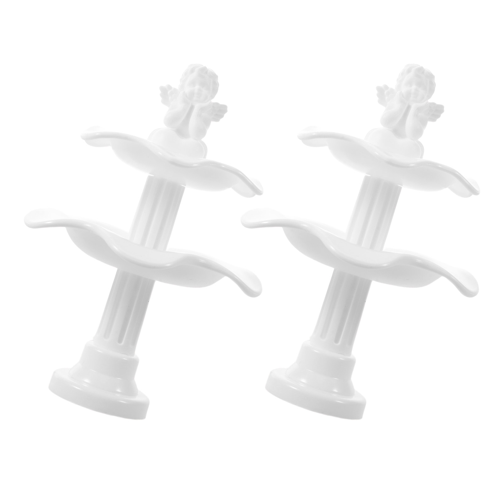 Bonsai Garden Landscape Design - 2Pcs Two-Tier Plastic Miniature Fountain Angel