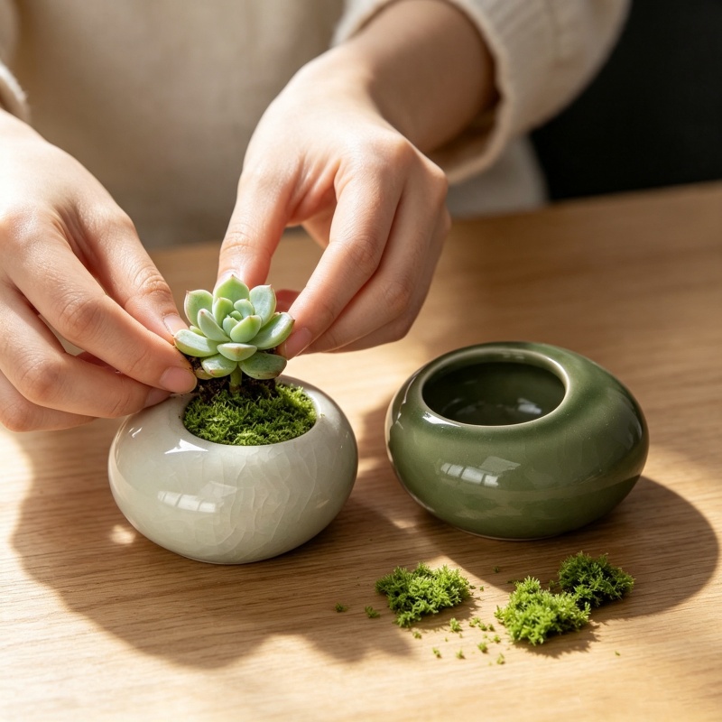 Mini Ice Crack Glazed Plant Po - Bonsai Garden Art review and price