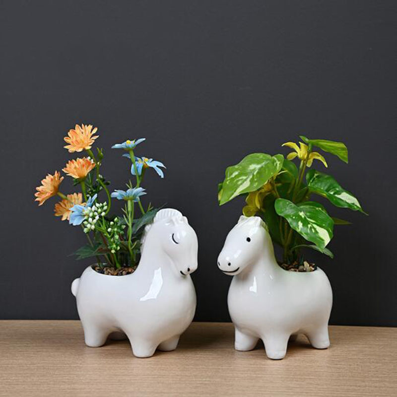 White Porcelain Creative Horse - Bonsai Garden Art review and price