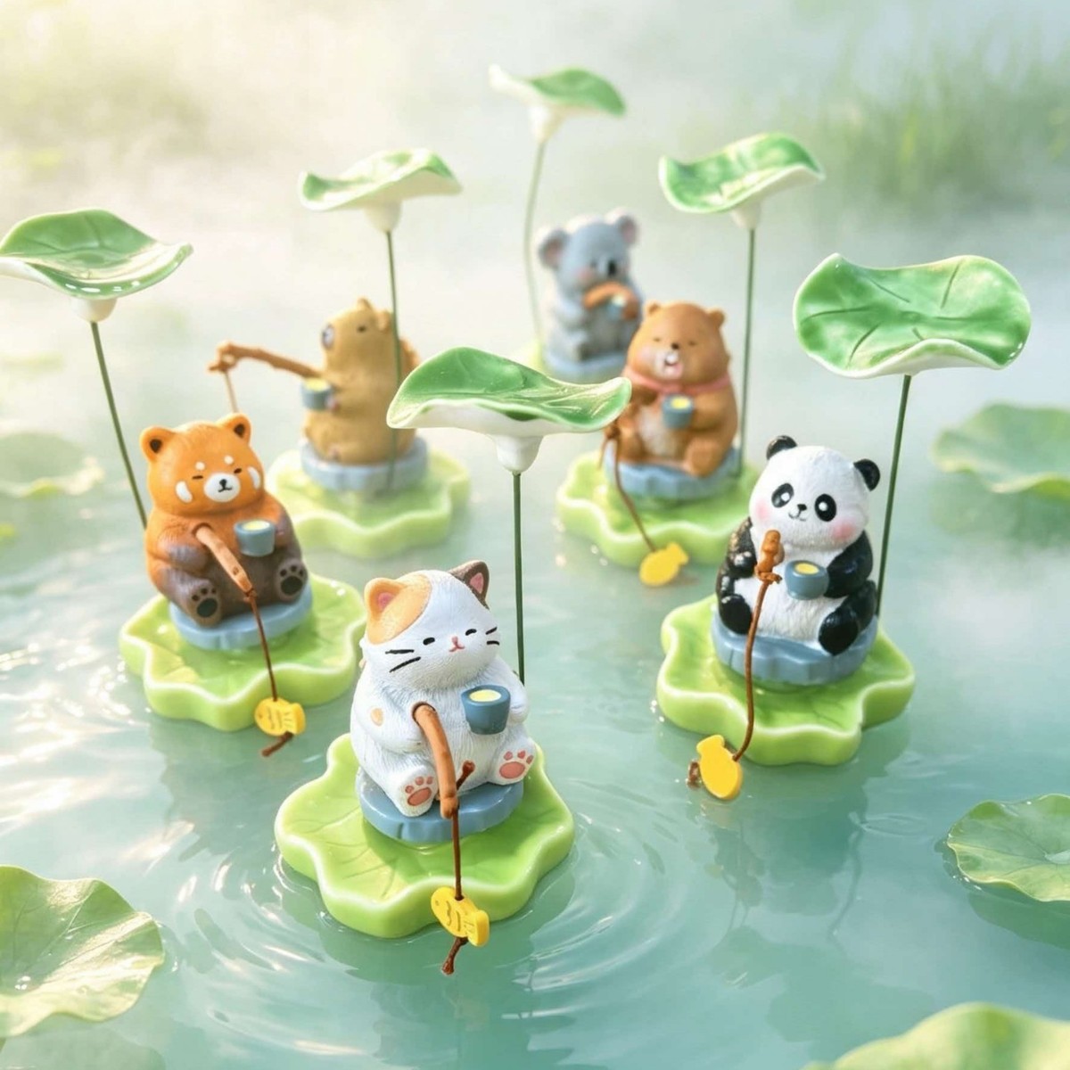 Cute Fishing Animal Figurine R - Bonsai Garden Art review and price