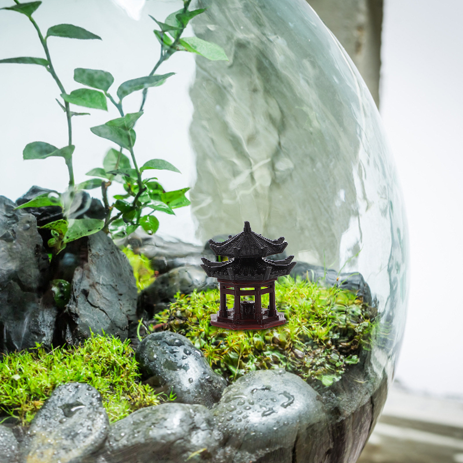 Mini Plastic Pavilion Statue O - Bonsai Garden Landscape Design review and price